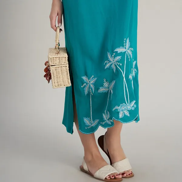 Váy Linen Nữ F2 Fashion & Freedom Holiday Vibes D704-X-S-0323 Màu Xanh Size S