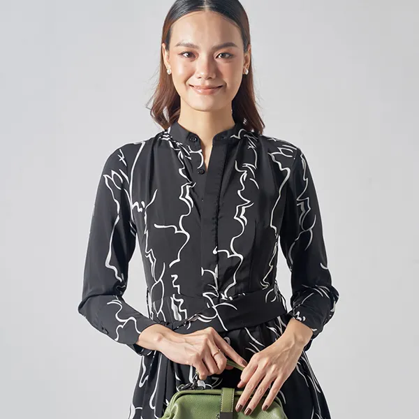 Váy Lụa Nữ F2 Fashion & Freedom D472-DHT-S-1220 Màu Đen Họa Tiết Size S