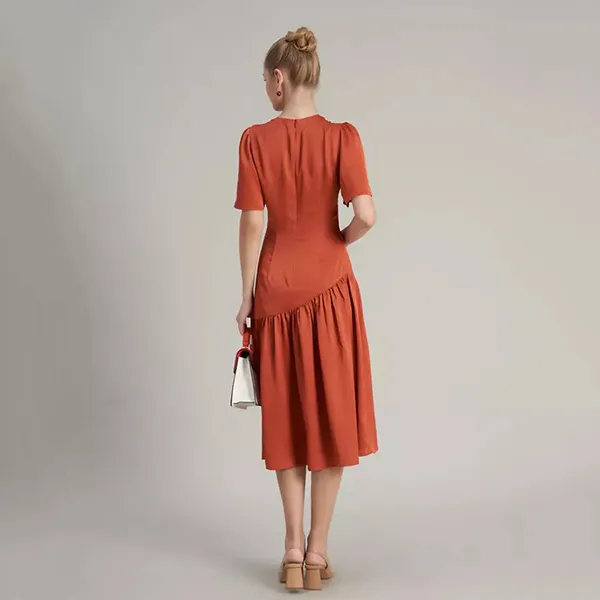 Váy Lụa Nữ F2 Fashion & Freedom Hello New Day D596-C-S-0323 Màu Cam Gạch Size S