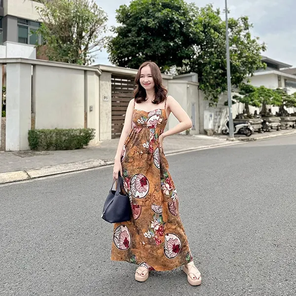 Váy Maxi Nữ F2 Fashion & Freedom Chocolate Brown Linen Dress Fall In Love DT-D649-VN-S-0423 Màu Vàng Nâu Size S