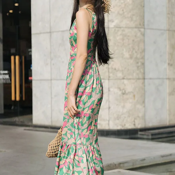 Váy Maxi Nữ F2 Fashion & Freedom Floral D397-HX-S-0320 Màu Xanh Họa Tiết Size S