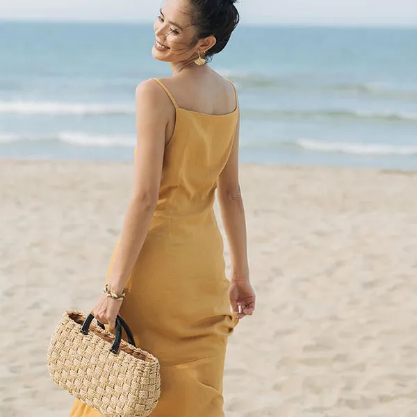 Váy Maxi Nữ F2 Fashion & Freedom Linen After SunSet D439-V-S-0620 Màu Vàng Size S