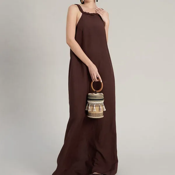 Váy Maxi Nữ F2 Fashion & Freedom Linen Chocolate Fall In Love DT-D678-ND-S-1122 Màu Nâu Đất Size S