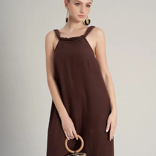 Váy Maxi Nữ F2 Fashion & Freedom Linen Chocolate Fall In Love DT-D678-ND-S-1122 Màu Nâu Đất Size S