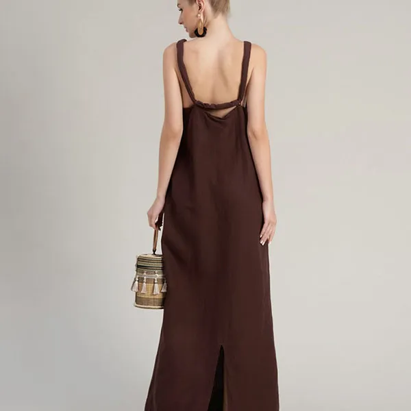 Váy Maxi Nữ F2 Fashion & Freedom Linen Chocolate Fall In Love DT-D678-ND-S-1122 Màu Nâu Đất Size S