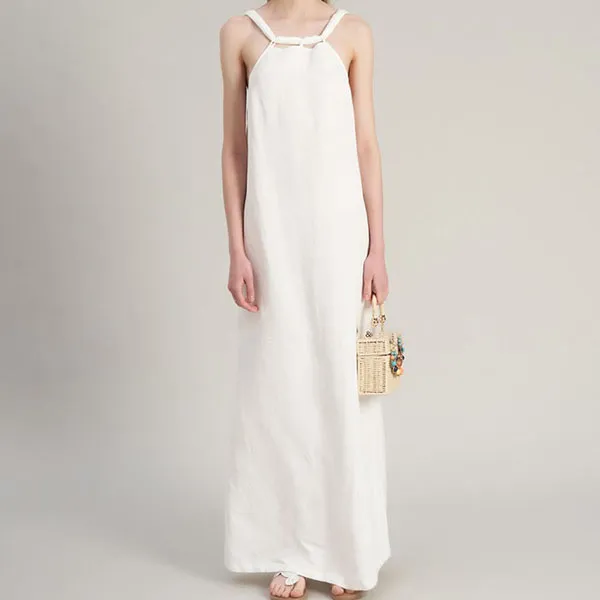 Váy Maxi Nữ F2 Fashion & Freedom Linen Chocolate Fall In Love DT-D678-T-S-1122 Màu Trắng Size S
