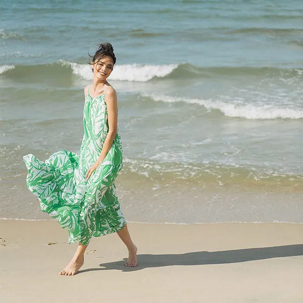 Váy Maxi Nữ F2 Fashion & Freedom Summer Holiday D437-X-S-0620 Màu Xanh Lá Size S