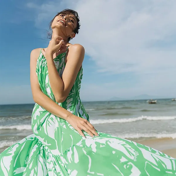 Váy Maxi Nữ F2 Fashion & Freedom Summer Holiday D437-X-S-0620 Màu Xanh Lá Size S