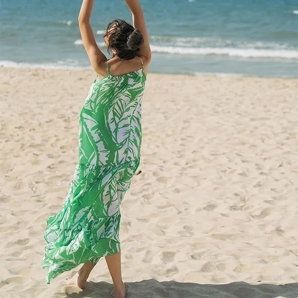 Váy Maxi Nữ F2 Fashion & Freedom Summer Holiday D437-X-S-0620 Màu Xanh Lá Size S