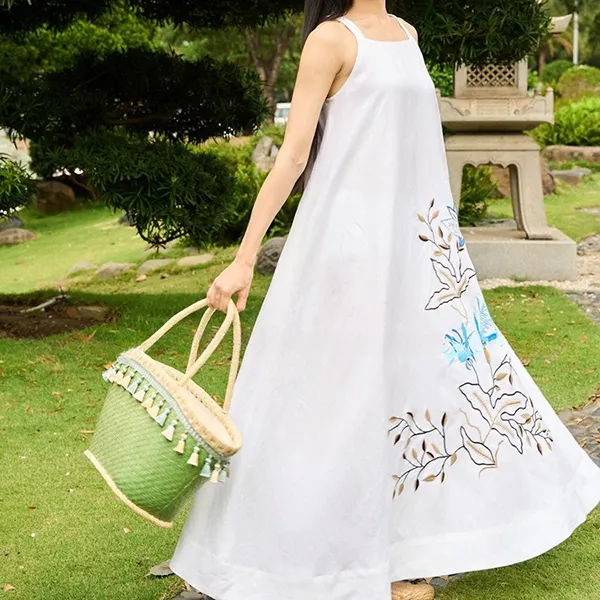 Váy Maxi Nữ F2 Fashion & Freedom Women's White Linen Dress DT-D685-TT-S-0423 Màu Trắng Size S