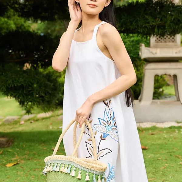 Váy Maxi Nữ F2 Fashion & Freedom Women's White Linen Dress DT-D685-TT-S-0423 Màu Trắng Size S