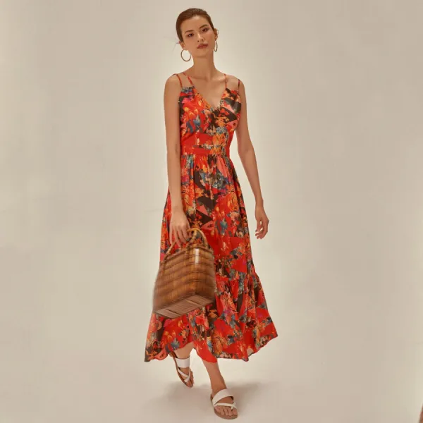 Váy Nữ F2 Fashion & Freedom Fly Sky Silk Dress D397-D-S-0721 Màu Đỏ Size S