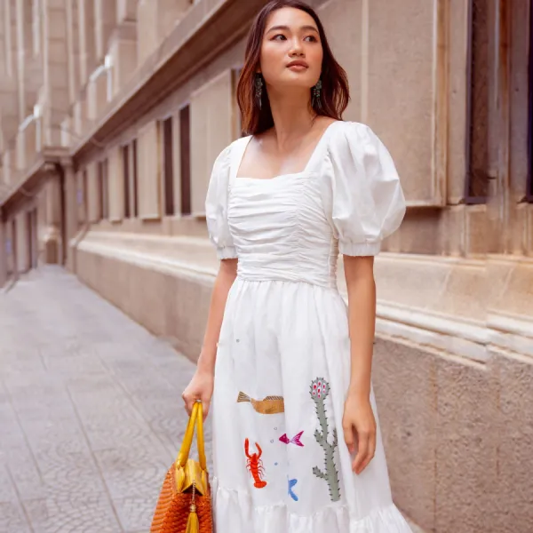Váy Nữ F2 Fashion & Freedom Linen Autumn Charm D635-TT-S-0822 Màu Trắng Size S