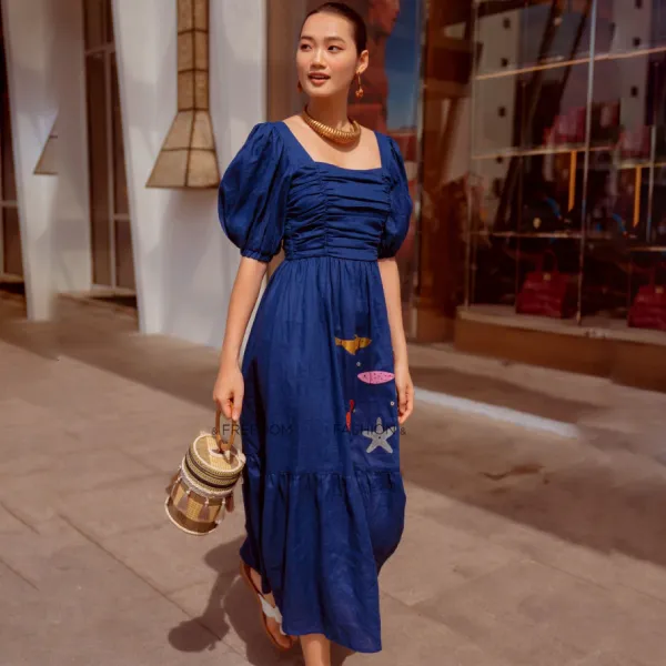Váy Nữ F2 Fashion & Freedom Linen Autumn Charm D635-X-S-0822 Màu Xanh Size S