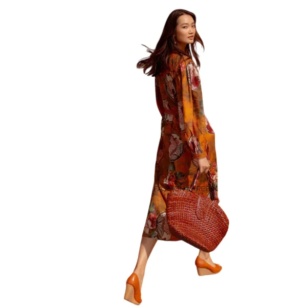 Váy Nữ F2 Fashion & Freedom Linen Autumn Charm D645-VN-S-0822 Màu Vàng Nâu Size S
