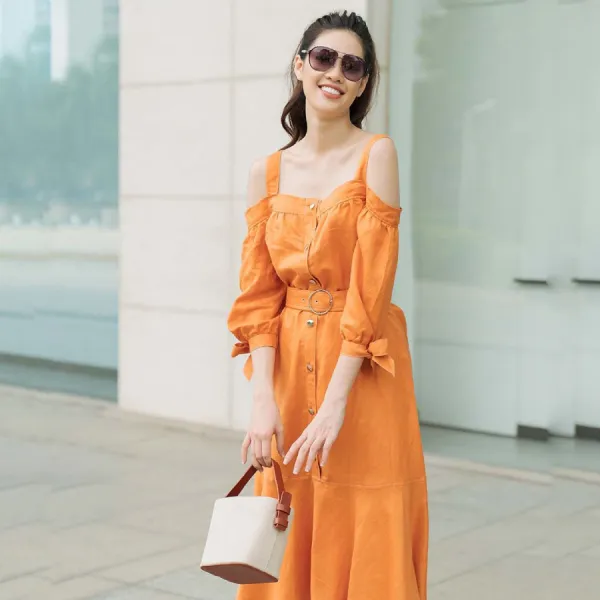 Váy Nữ F2 Fashion & Freedom Linen Becoming Color Me D420-C-S-0520 Màu Cam Size S