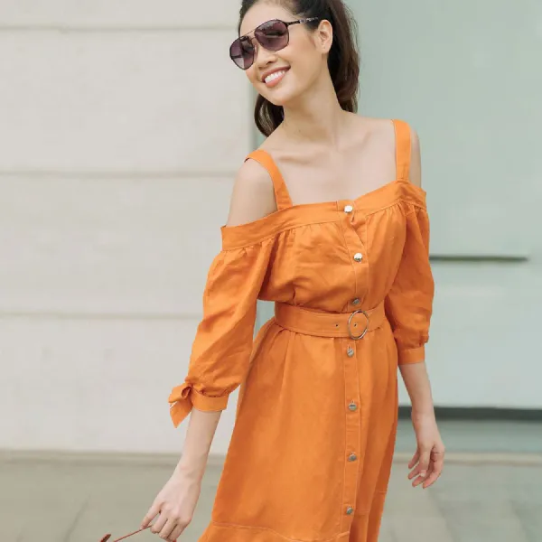 Váy Nữ F2 Fashion & Freedom Linen Becoming Color Me D420-C-S-0520 Màu Cam Size S