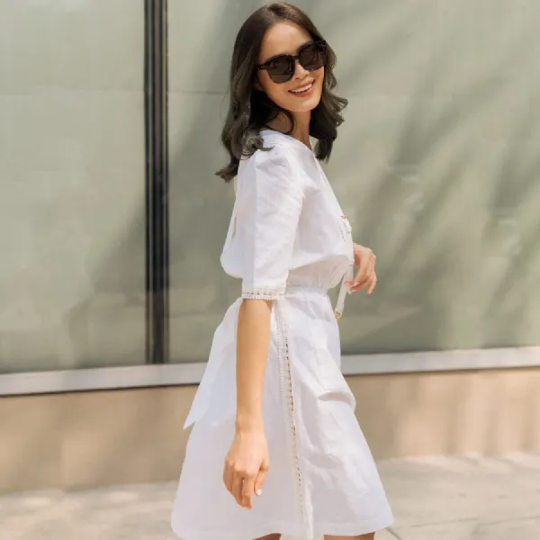 Váy Nữ F2 Fashion & Freedom Linen Becoming Discover D384-T-S-0520 Màu Trắng Size S