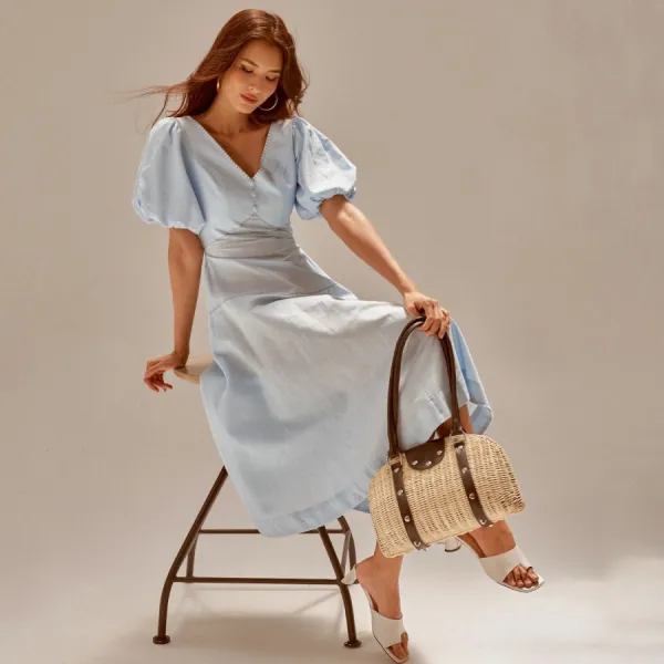 Váy Nữ F2 Fashion & Freedom Linen Becoming Unveil D536-X-S-0721 Màu Xanh Size S