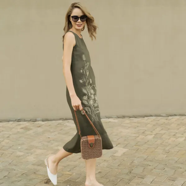 Váy Nữ F2 Fashion & Freedom Linen Stay Classy D316-XR-S-0919 Màu Xanh Rêu Size S