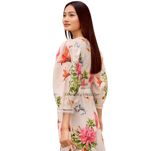 Váy Nữ F2 Fashion & Freedom Linen Summer Muse D620-TH-S-0622 Màu Trắng Hoa Size S