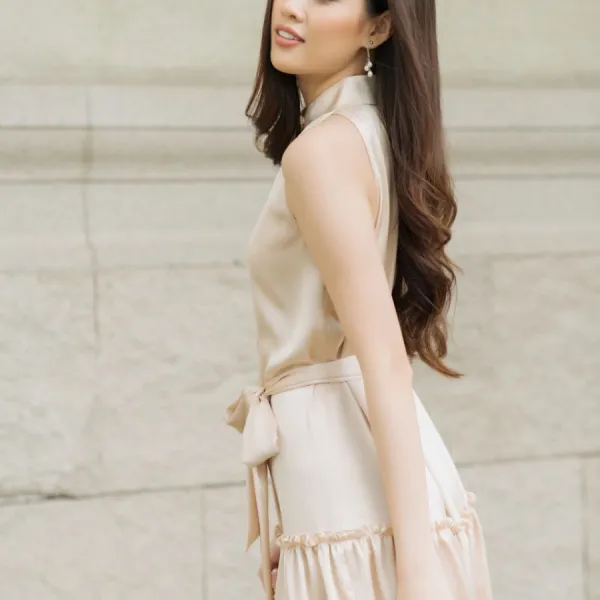 Váy Nữ F2 Fashion & Freedom Radiant May Silk Dress D416-N-S-0520 Màu Nude Size S