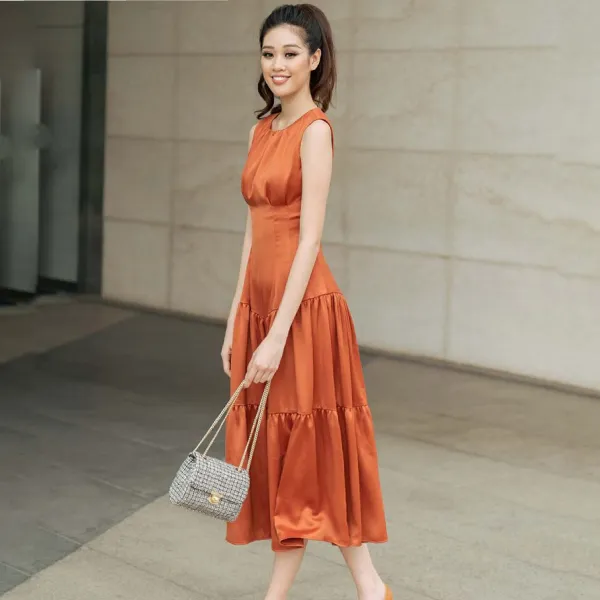 Váy Nữ F2 Fashion & Freedom Radiant May Silk Dress D419-C-S-0520 Màu Cam Size S