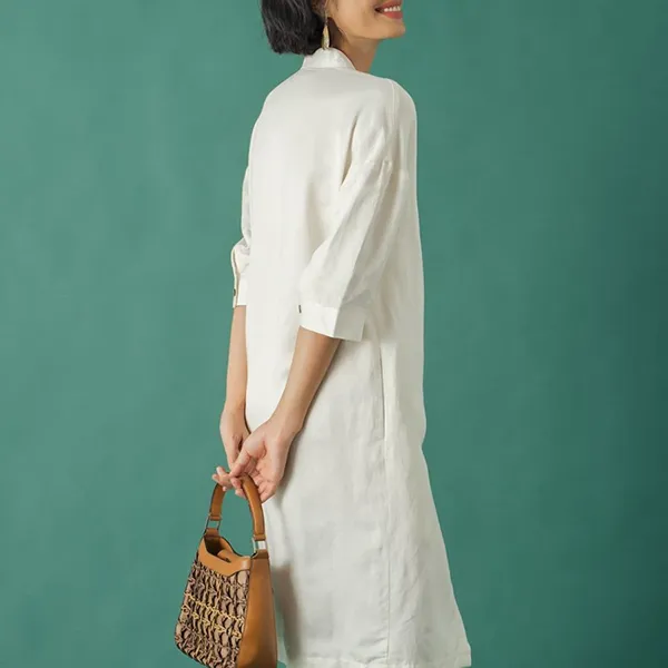 Váy Sơ Mi Nữ F2 Fashion & Freedom Become Discover White Linen Dress D500-T-S-0321 Màu Trắng Size S