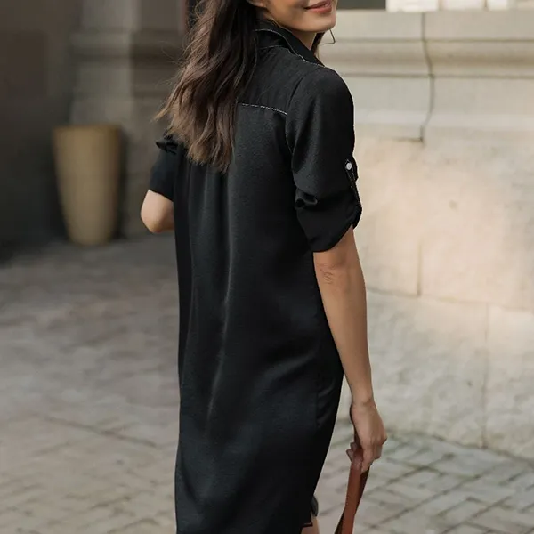 Váy Sơ Mi Nữ F2 Fashion & Freedom Black Silk Dress For A Life Of Love D391-D-S-1019 Màu Đen Size S