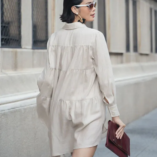 Váy Sơ Mi Nữ F2 Fashion & Freedom Linen Becoming Unveil D522-K-S-0521 Màu Kem Size S