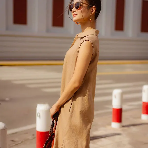Váy Sơ Mi Nữ F2 Fashion & Freedom Linen Fall Muse D650-CF-S-0822 Màu Nâu Size S