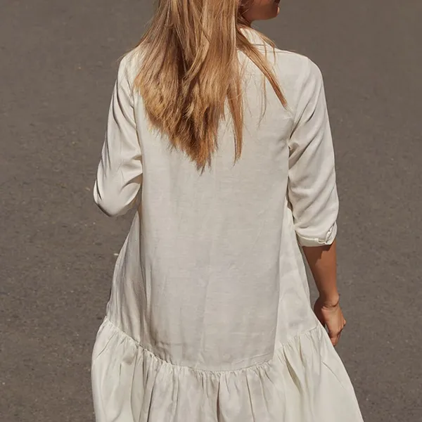 Váy Sơ Mi Nữ F2 Fashion & Freedom White Linen Dress D368-T-S-0919 Màu Trắng Size S