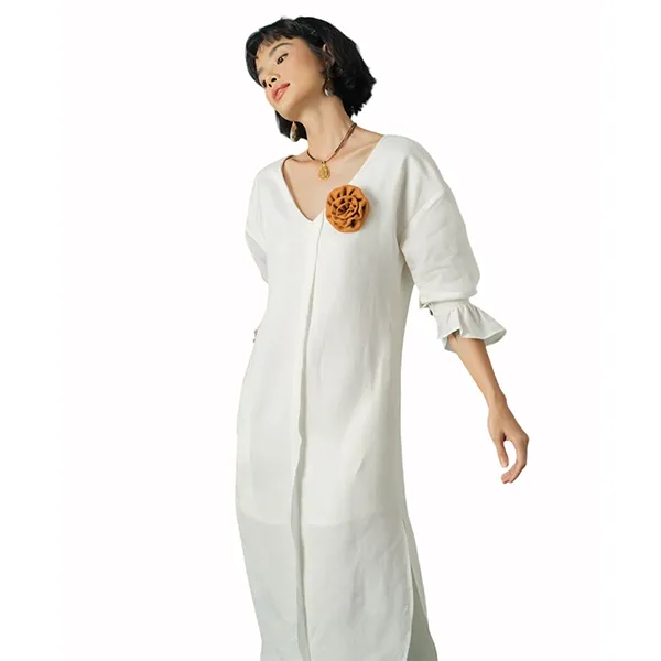 Váy Suông F2 Fashion & Freedom Become Discover White Linen Dress D496-T-S-0321 Màu Trắng Size S