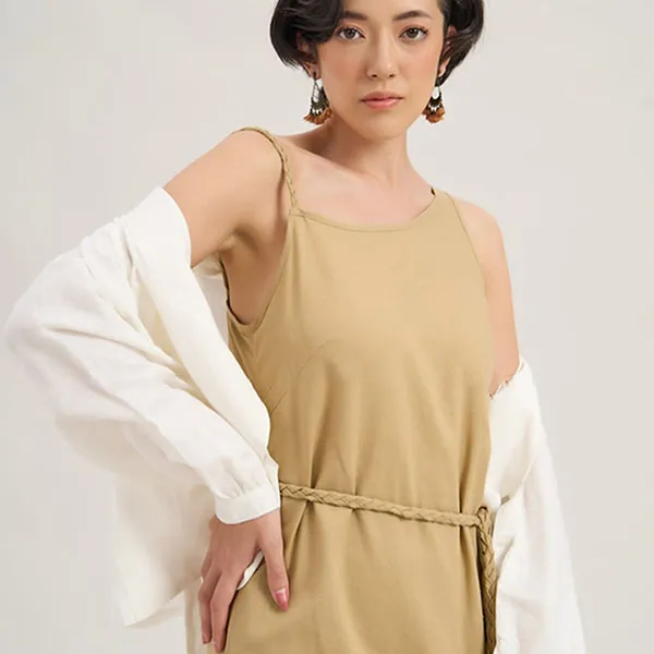 Váy Suông Hai Dây F2 Fashion & Freedom Linen Chocolate Fall In Love DT-D674-B-S-1122 Màu Be Size S