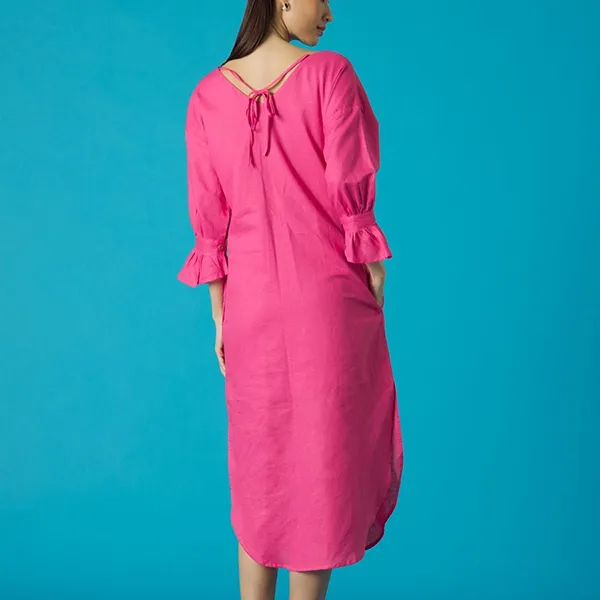 Váy Suông Nữ F2 Fashion & Freedom Becoming Color Me Pink Linen Dress D496-HS-S-0321 Màu Hồng Size S