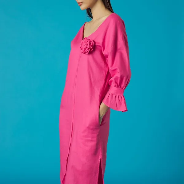 Váy Suông Nữ F2 Fashion & Freedom Becoming Color Me Pink Linen Dress D496-HS-S-0321 Màu Hồng Size S