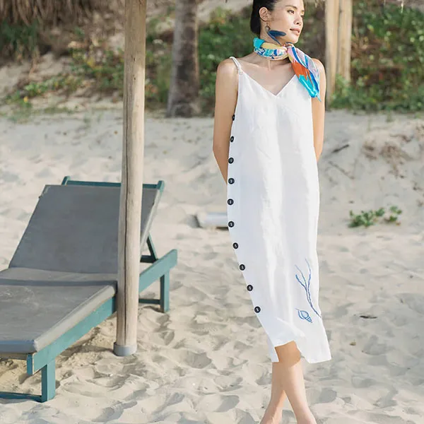 Váy Suông Nữ F2 Fashion & Freedom Linen After SunSet D438-T-S-0620 Màu Trắng Size S