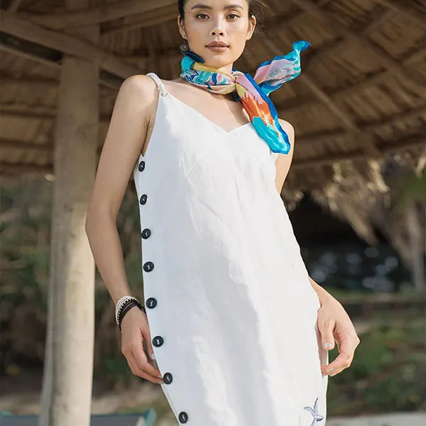 Váy Suông Nữ F2 Fashion & Freedom Linen After SunSet D438-T-S-0620 Màu Trắng Size S