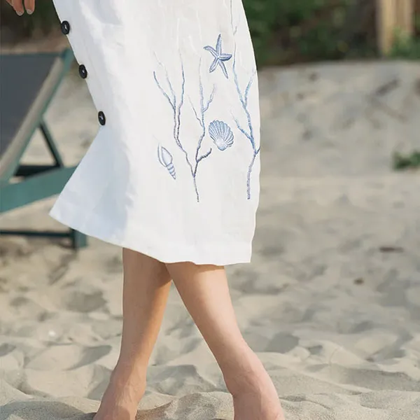 Váy Suông Nữ F2 Fashion & Freedom Linen After SunSet D438-T-S-0620 Màu Trắng Size S