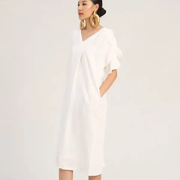 Váy Suông Nữ F2 Fashion & Freedom Linen Becoming Unveil D497-T-S-0621 Màu Trắng Size S