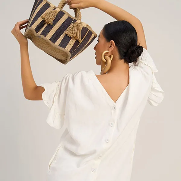 Váy Suông Nữ F2 Fashion & Freedom Linen Becoming Unveil D497-T-S-0621 Màu Trắng Size S
