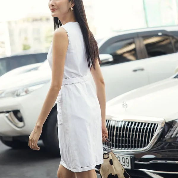 Váy Suông Nữ F2 Fashion & Freedom Linen Contemporary Dance D405-T-S-1220 Màu Trắng Size S