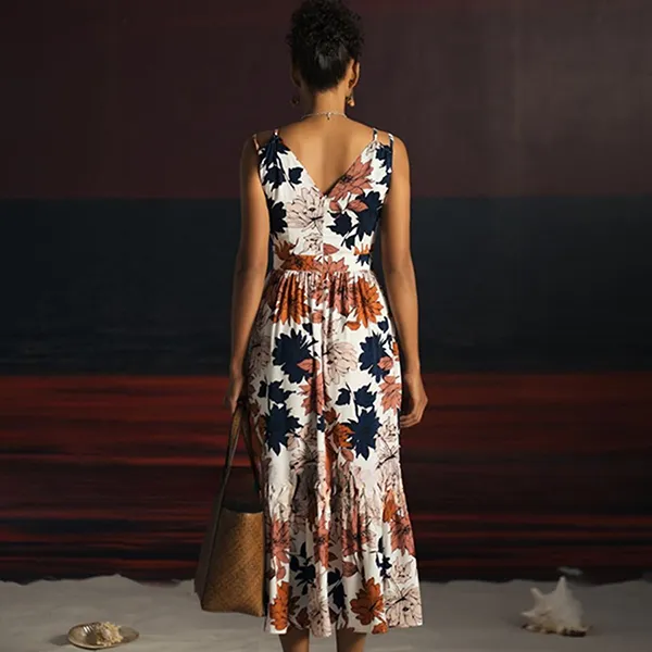 Váy Suông Nữ F2 Fashion & Freedom White Silk Dress With Summer Floral Print Get Away D397-TH-S-0421 Phối Màu Size S