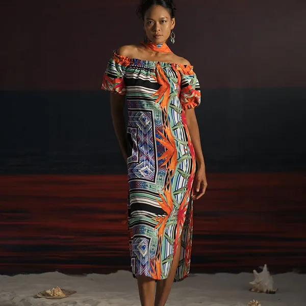 Váy Suông Trễ Vai F2 Fashion & Freedom Summer Get Away D638-NM-S-0722 Phối Màu Size S