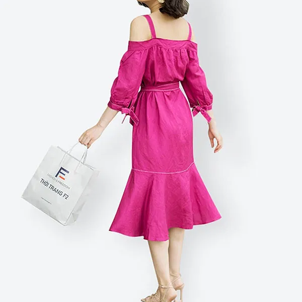 Váy Trễ Vai F2 Fashion & Freedom Linen New Tune D420-T-S-0720 Màu Tím Size S