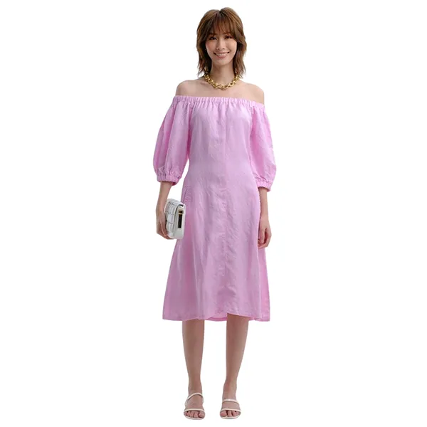 Váy Trễ Vai F2 Fashion & Freedom Pink Linen Summer Dress D574-H-S-1221 Màu Hồng Size S