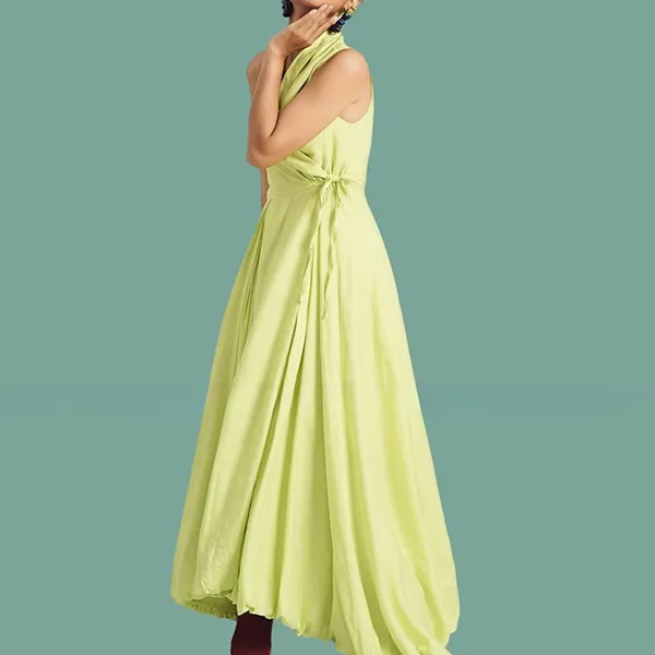 Váy Xòe Nữ F2 Fashion & Freedom De Soleil Women's Mint Green Linen Dress DT-D712-XC-S-0323 Màu Xanh Cốm Size S