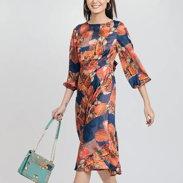 Váy Xòe Nữ F2 Fashion & Freedom Lụa D376-NM-S-0621 Phối Màu Size S