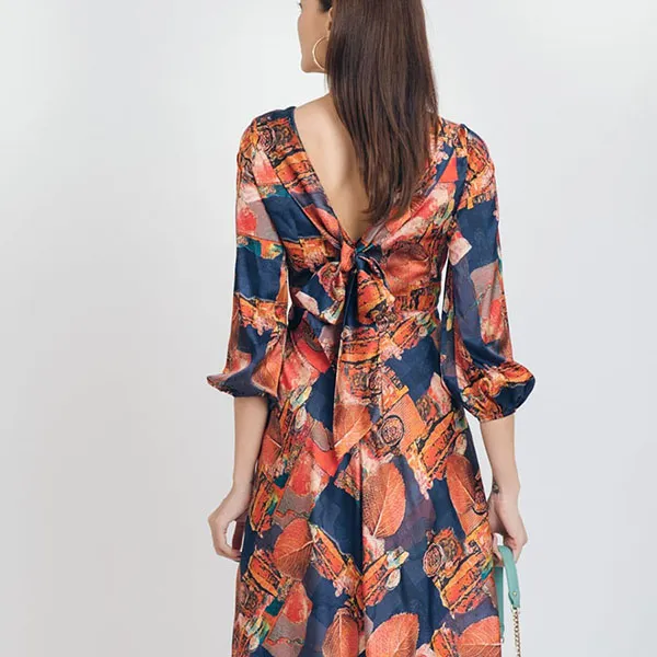 Váy Xòe Nữ F2 Fashion & Freedom Lụa D376-NM-S-0621 Phối Màu Size S