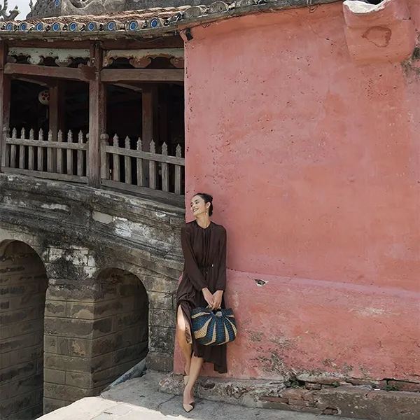 Váy Xòe Nữ F2 Fashion & Freedom Modern Meets Heritage Brown Silk Dress D430-ND-S-0620 Màu Nâu Size S